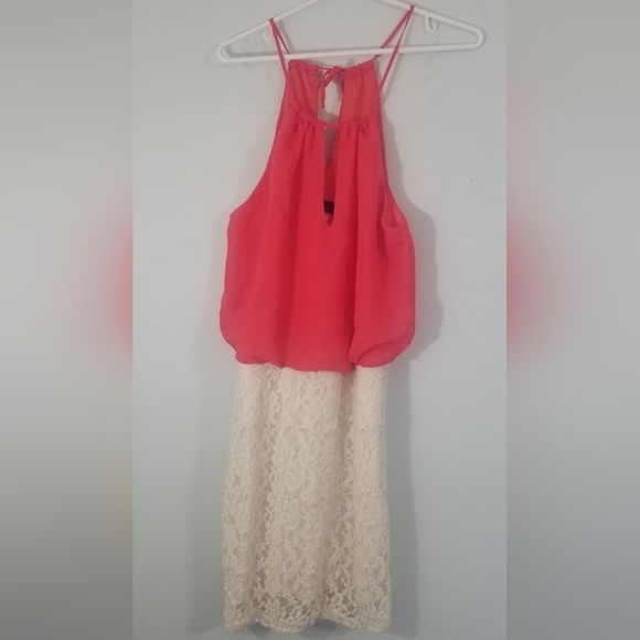 B. Smart Party Dress. Peephole Chest. Neck Tie. Loose Top Hug Bottom. Size 5/6. - Picture 1 of 5